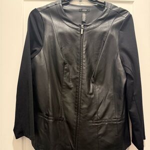 NWOT Women’s Alfani Knit Faux Leather Moto Jacket Black Plus Size 1X